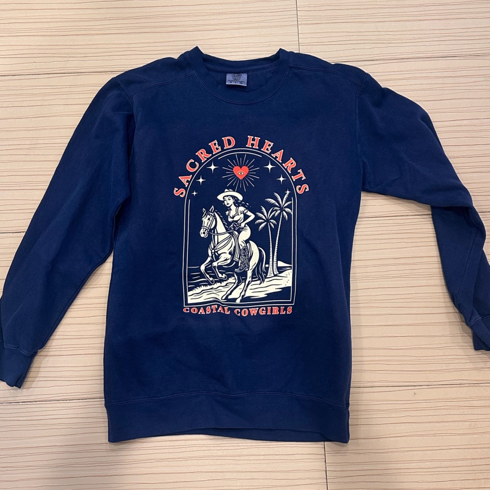 Women’s Blue Sacred Hearts Collective Graphic Sweatshirt. Size S